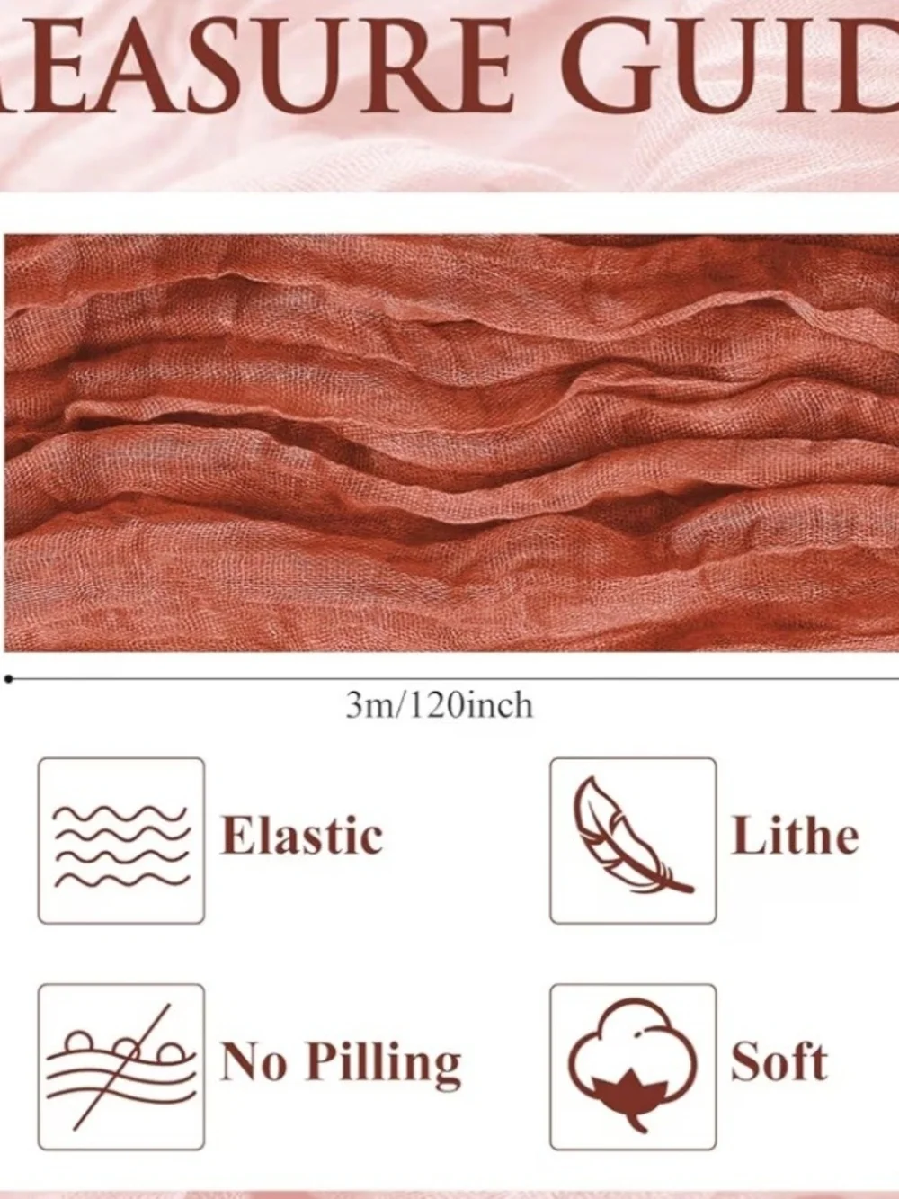 6PCS Table Runner Cheesecloth 10FT Terracotta Boho Gauze Sheer Table Runner